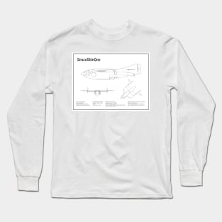 SpaceShipOne Spaceplane - Airplane Blueprint - BD Long Sleeve T-Shirt